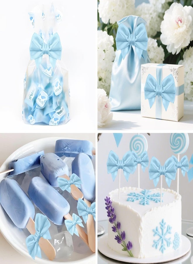 Jacriah Baby Blue Twist Tie Bows for Treat Bags, 30 Pack 3.5 Inch Premade Satin Ribbon Bows for Gift Wrapping Crafts Party Decoration Wedding Favors Bridal Shower Christmas Tree Decor Cake Pops Candy - Image 5